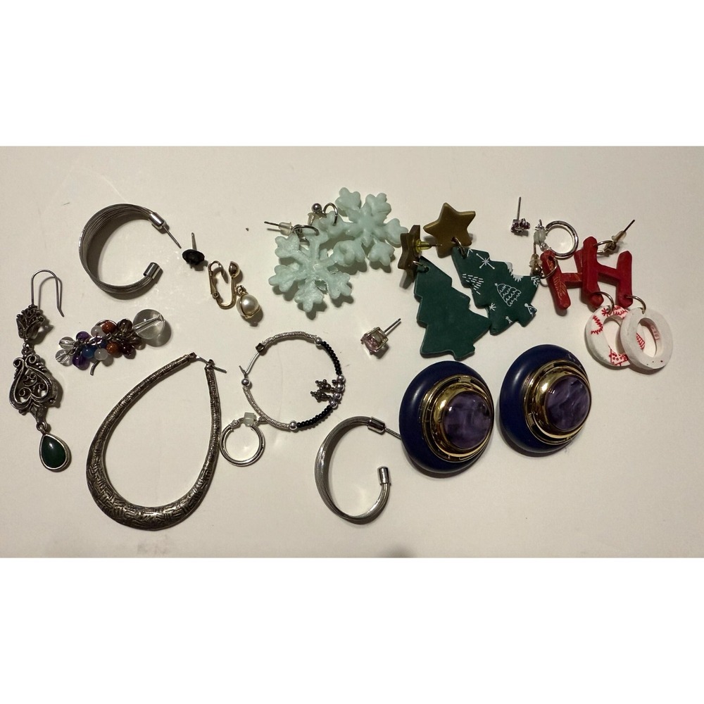 Bundle lot 18‎ pieces jewelry earrings vintage and modern hoops trees pierced